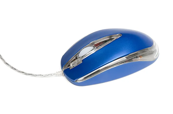 Modrá kovové počítačová myš — Stock fotografie