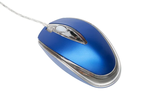 Mavi metalik bilgisayar fare — Stok fotoğraf