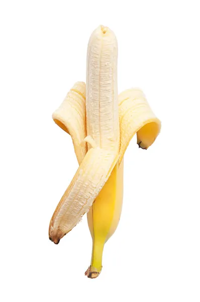 Oloupaný banán napůl — Stock fotografie