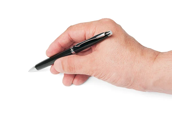 stock image Hand, writing a black ballpoint pen