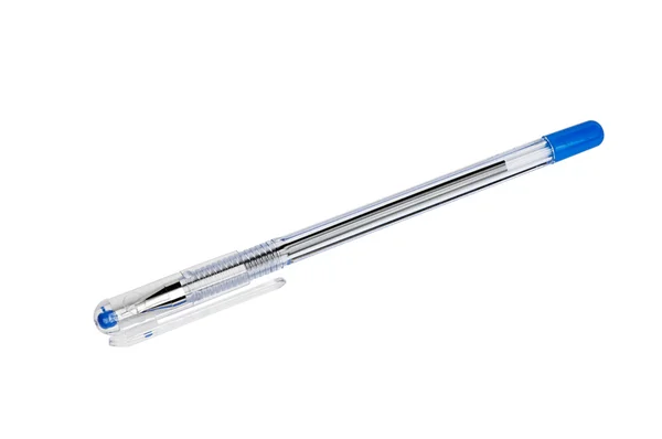 Semi-transparante, blauwe pen met dop — Stockfoto
