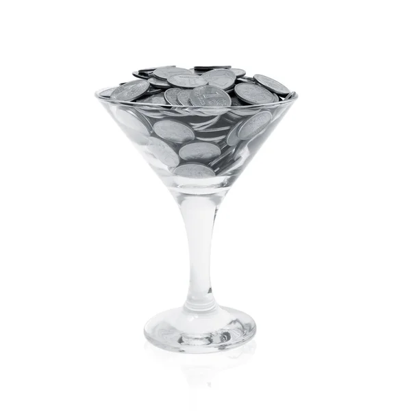 Glass with coins — Stock Photo, Image