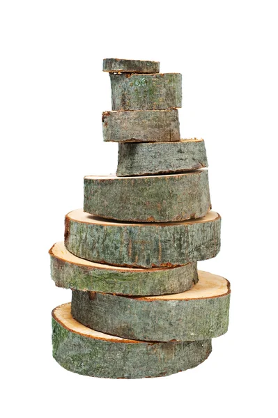 Stacked wooden cross sections — Stock Photo, Image