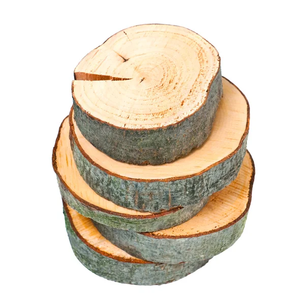 Piezas transversales de madera apiladas — Foto de Stock