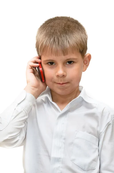 A fiú egy sejt telefon — Stock Fotó