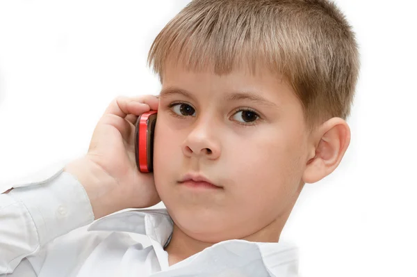 Chłopiec z telefonu komórkowego — Zdjęcie stockowe