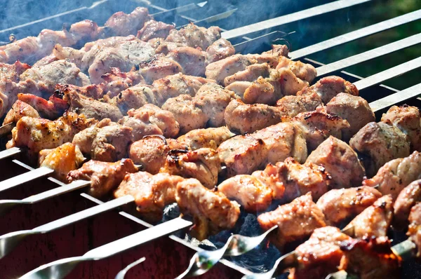 Smažené maso na grilu — Stock fotografie