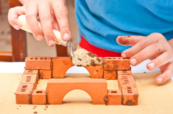 stock image Children play in the construction