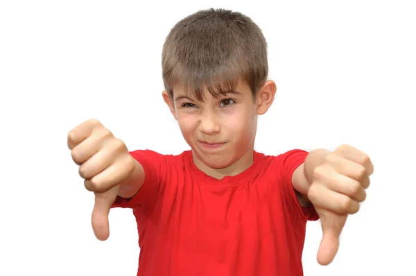 The boy shows emotion gestures — Stock Photo, Image