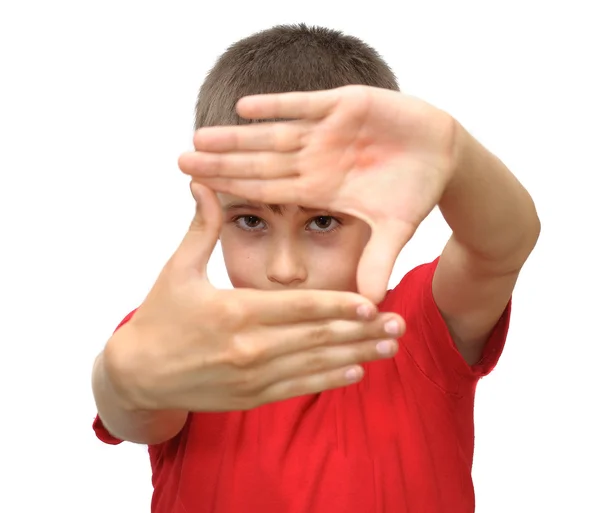 De jongen toont emotie gebaren — Stockfoto