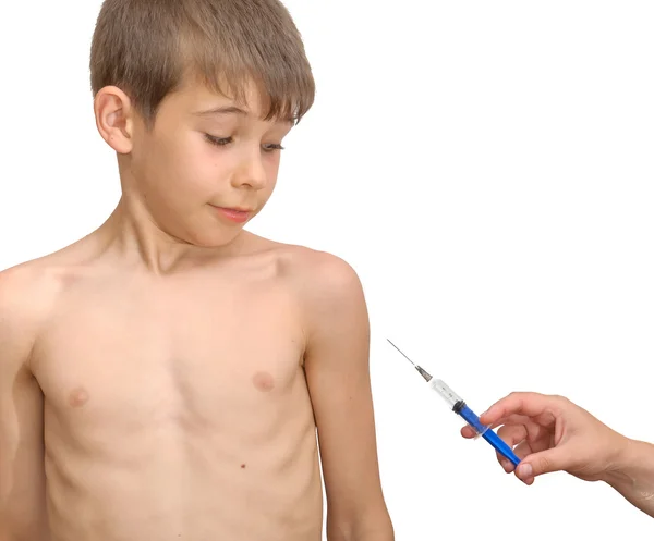 The boy and the syringe — Stock Photo, Image