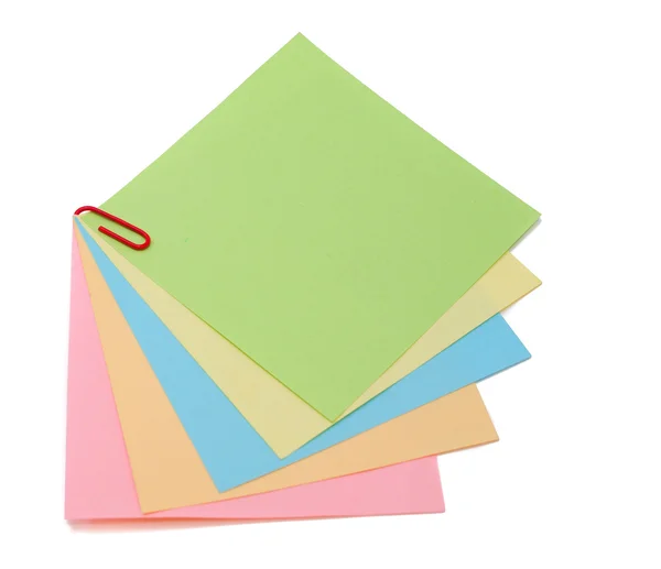 Adesivos de cor e clipes de papel — Fotografia de Stock