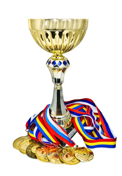 Medalhas e troféus esportivos — Fotografia de Stock