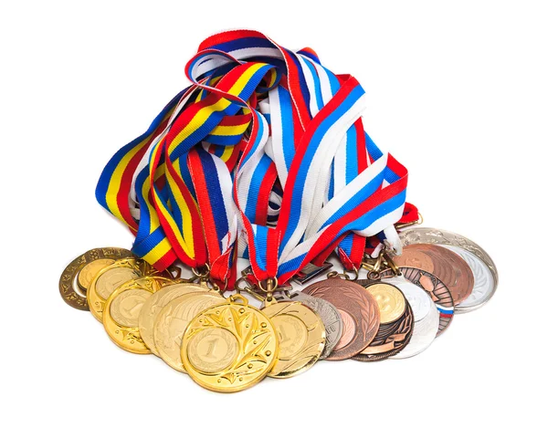 Спортивная медаль Российской Федерации. Изолированный на белом бэкгре — стоковое фото