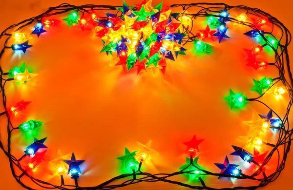 Girlande aus farbigen Lichtern für Weihnachtsbäume — Stockfoto