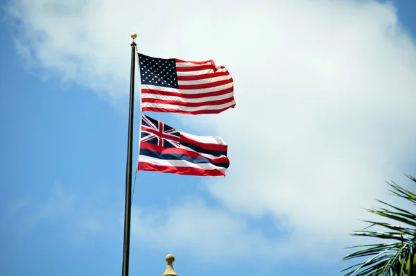 Banderas americanas y hawaianas —  Fotos de Stock