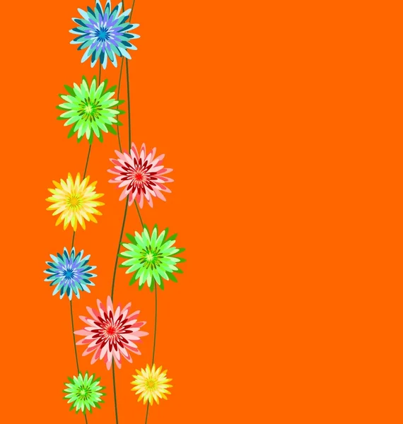 Flowers on an orange background — Stock Vector