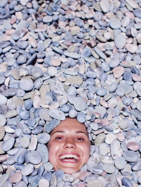 stock image Funny girl in stones