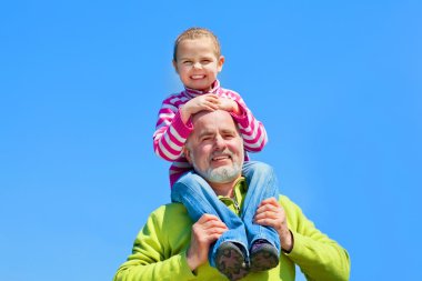 Grandfather and grandaugther clipart