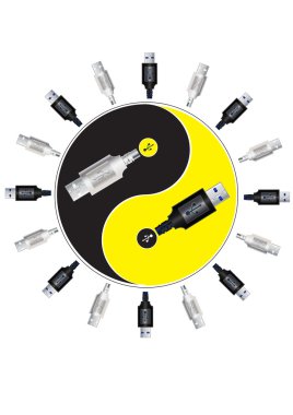 Yin-yang in usb style. Vector illustration. clipart