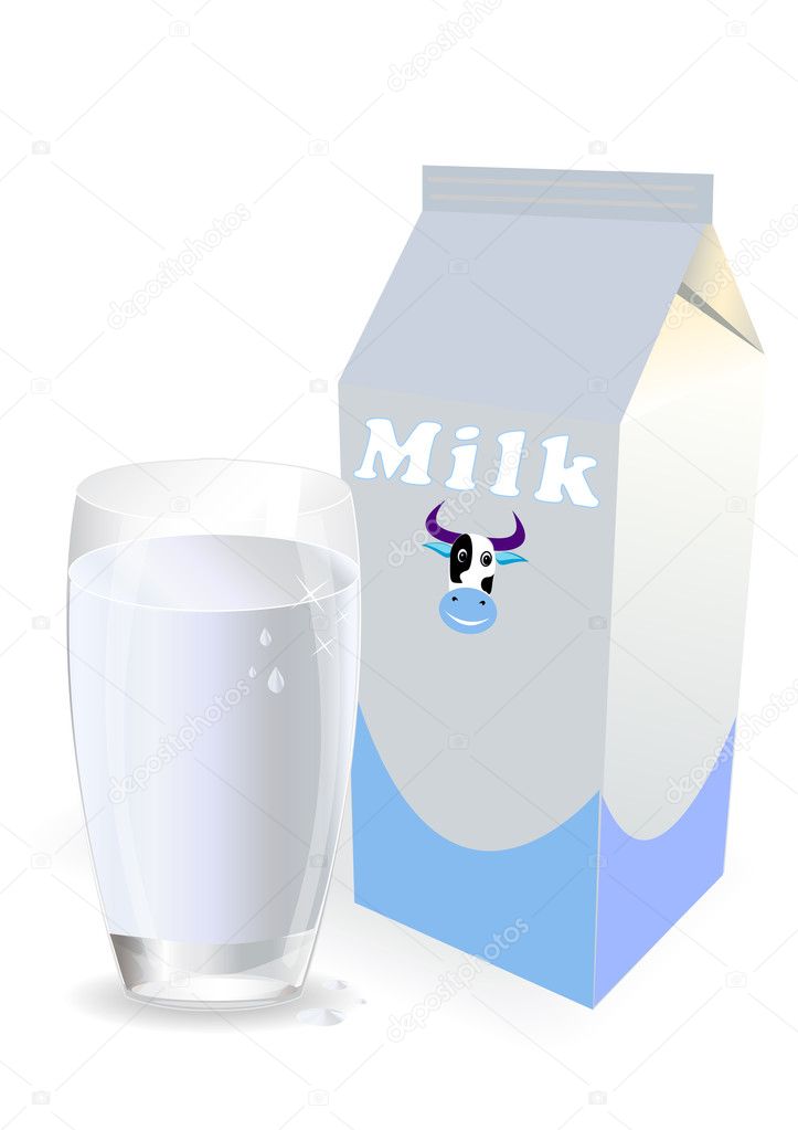 Glass with milk. Vector illustration.