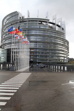 European parliament and flags of the european countries clipart