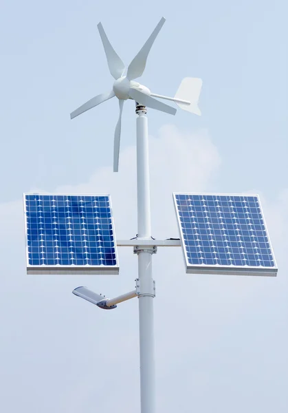 stock image Mini wind power and solar panels