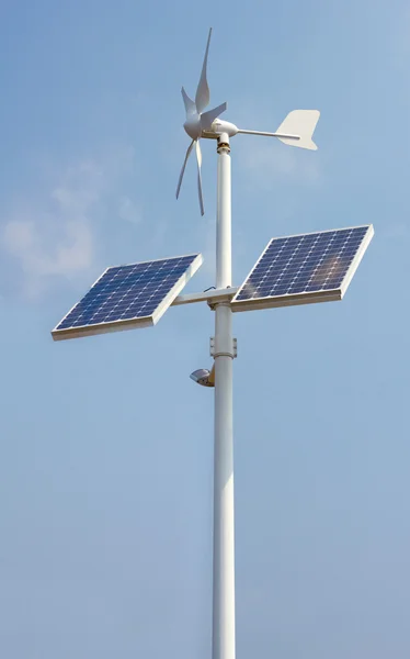 stock image Mini wind power and solar panels