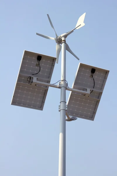 stock image Mini wind power and solar panels