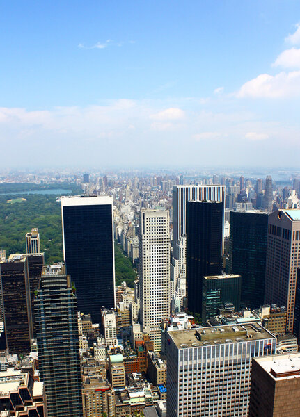 New York City, panoramic view on Manhattan city and central park