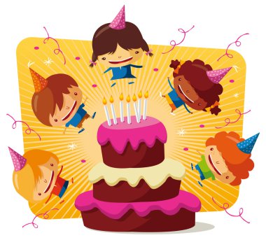 Birthday party - big cake clipart