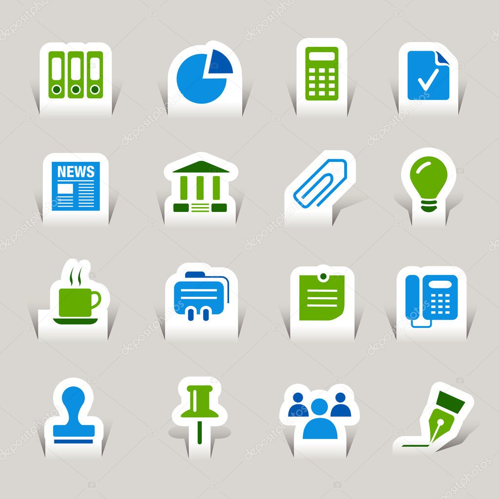 Paper Cut - Office and Business icons