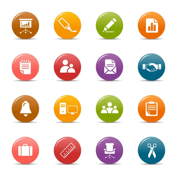 Puntos de colores - Iconos de oficina y de negocios — Vector de stock