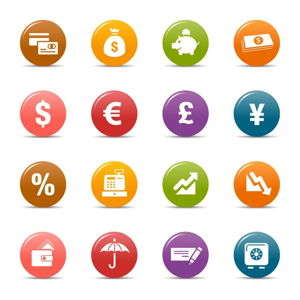 Kolorowe kropki - finanse ikony — Wektor stockowy