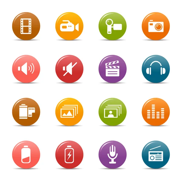 Colored dots - Media Icons — Stock Vector