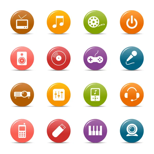 Gekleurde stippen - media iconen — Stockvector