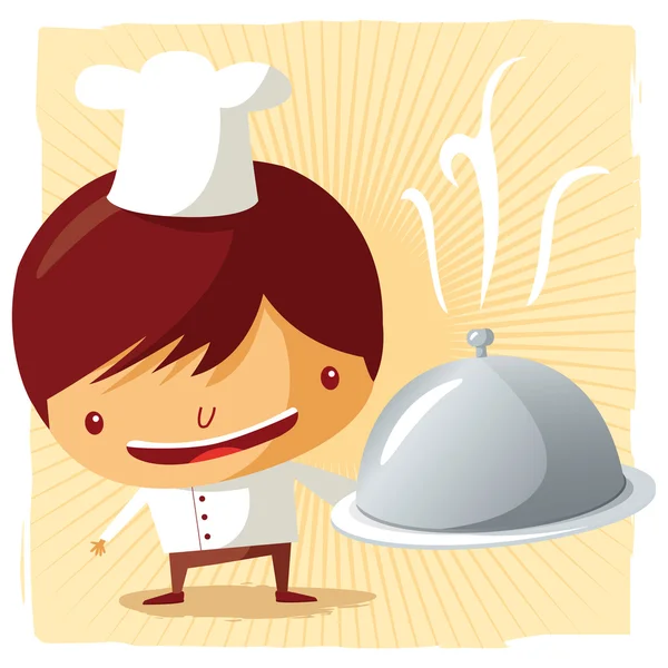 Шеф-повар - серебряное блюдо — стоковый вектор