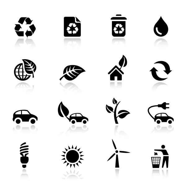 Básico - Iconos ecológicos — Vector de stock