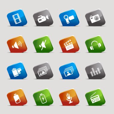 Cut Squares - Media Icons clipart