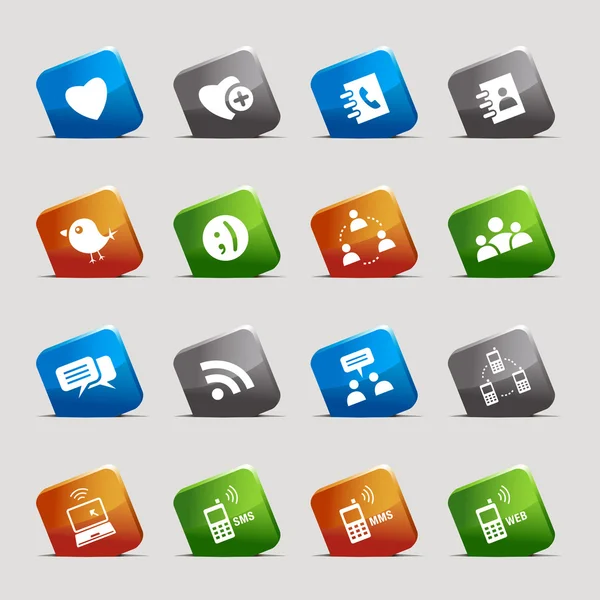 Cut Squares - icone dei social media — Vettoriale Stock