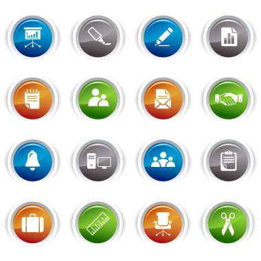 Glossy buttons - Office and Business icons clipart