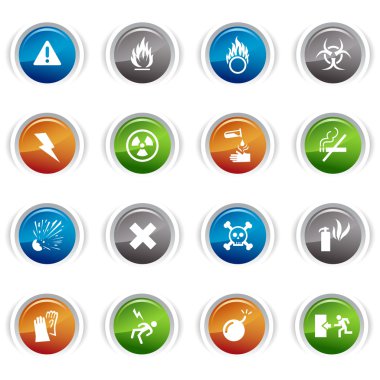 Glossy buttons - warning icons 01 clipart