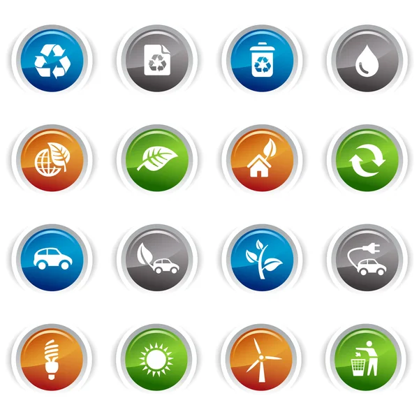 Boutons brillants - Icônes écologiques 01 — Image vectorielle