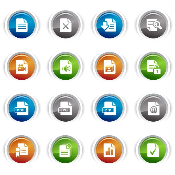 Botones brillantes - Iconos de formato de archivo 01 — Archivo Imágenes Vectoriales