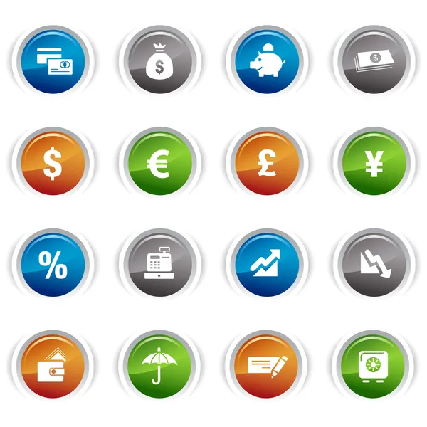 Botões brilhantes - Ícones financeiros 01 — Vetor de Stock