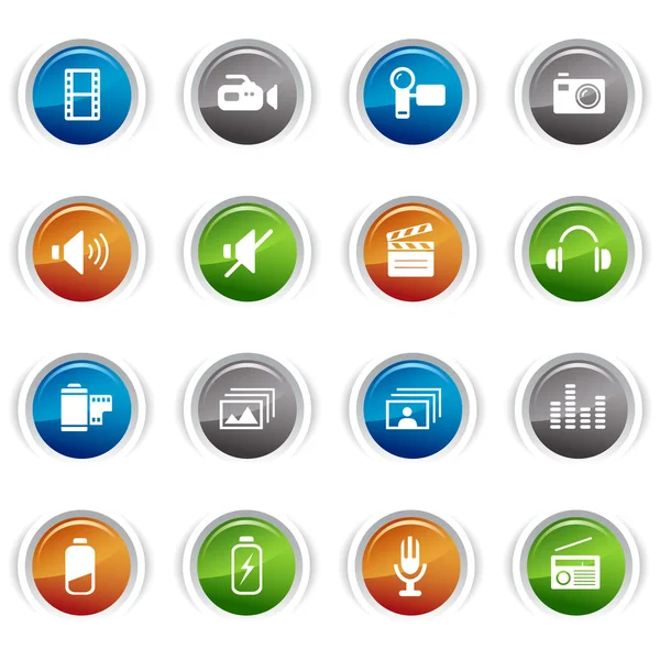 Botones brillantes - Iconos de medios 01 — Archivo Imágenes Vectoriales