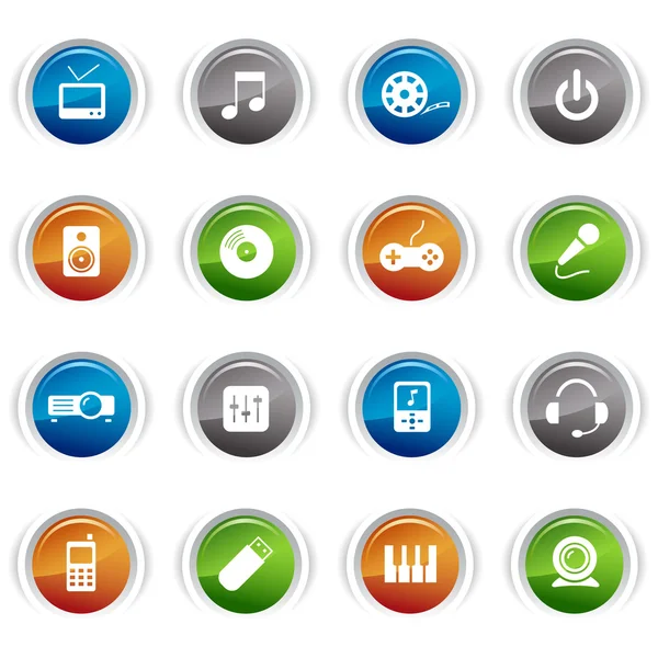 Glossy Buttons - Media Icons 02 — Stock Vector