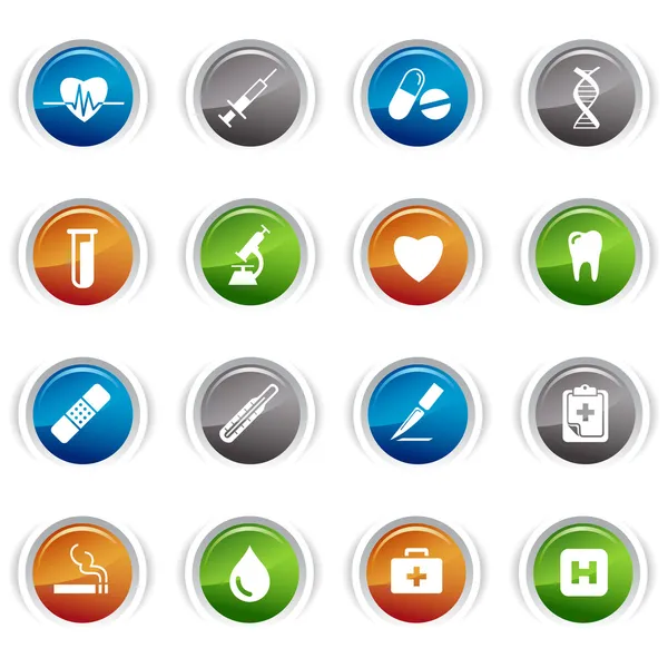 Botones brillantes - iconos médicos 01 — Archivo Imágenes Vectoriales
