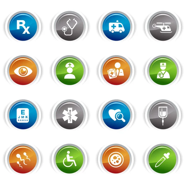 Glossy buttons - medical icons 02 — Stock Vector