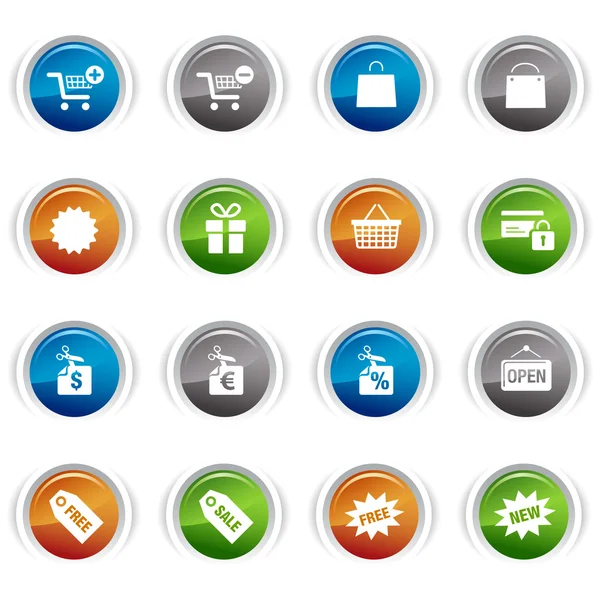 Botones brillantes - Iconos de compras 01 — Archivo Imágenes Vectoriales
